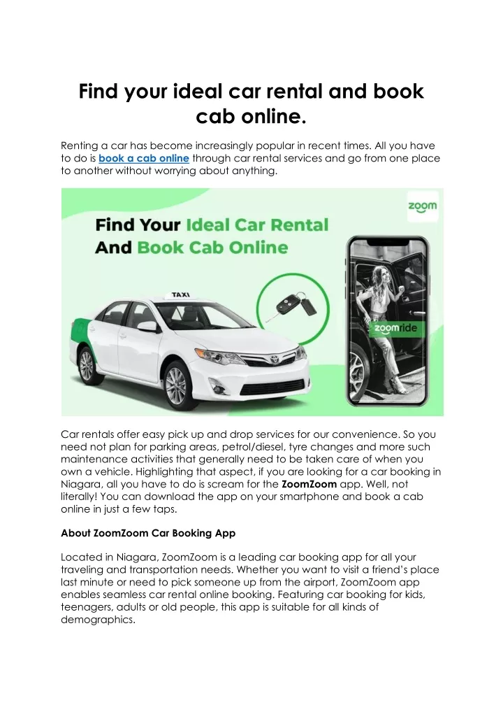 find your ideal car rental and book cab online