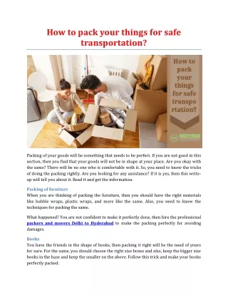 how to pack your things for safe transportation