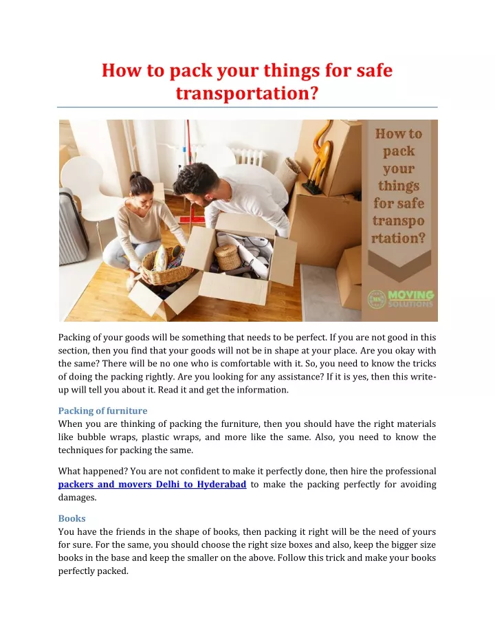how to pack your things for safe transportation