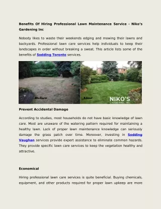 Benefits Of Hiring Professional Lawn Maintenance Service - Niko’s Gardening Inc