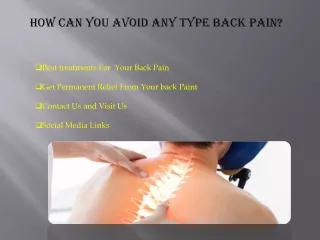 how can you avoid any type back pain