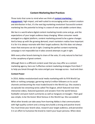 content marketing best practices