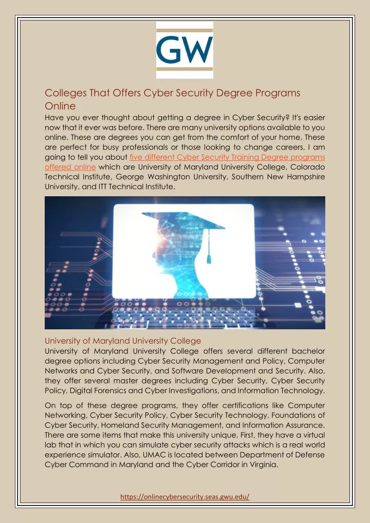 colleges that offers cyber security degree