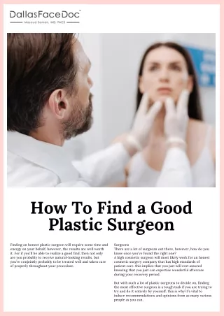 how to find a good plastic surgeon