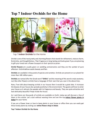 Top 7 Indoor Orchids for the Home