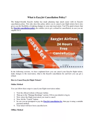 What is EasyJet Cancellation Policy?