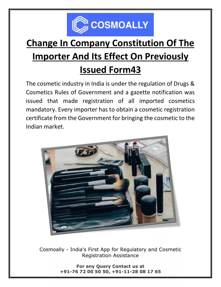change in company constitution of the importer