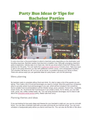 party bus ideas tips for bachelor parties