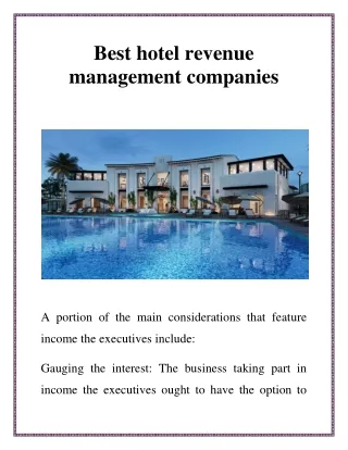 Best hotel revenue management companies