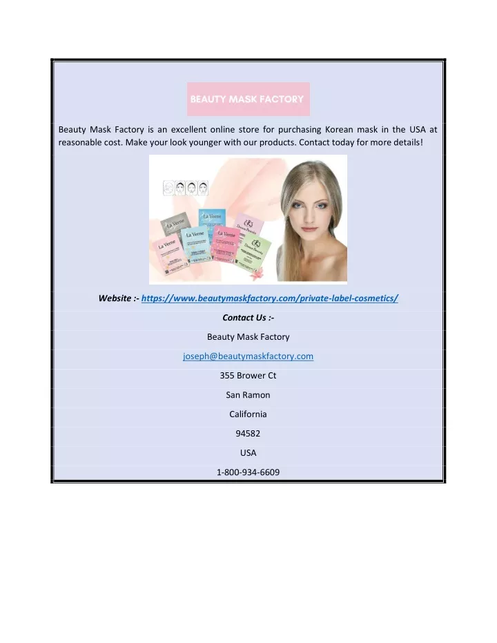 beauty mask factory is an excellent online store