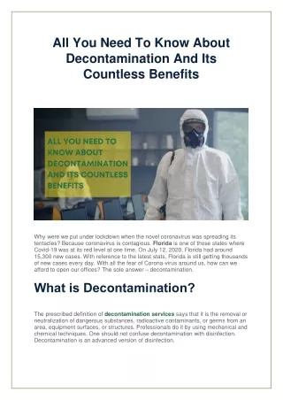 All You Need To Know About Decontamination And Its Countless Benefits