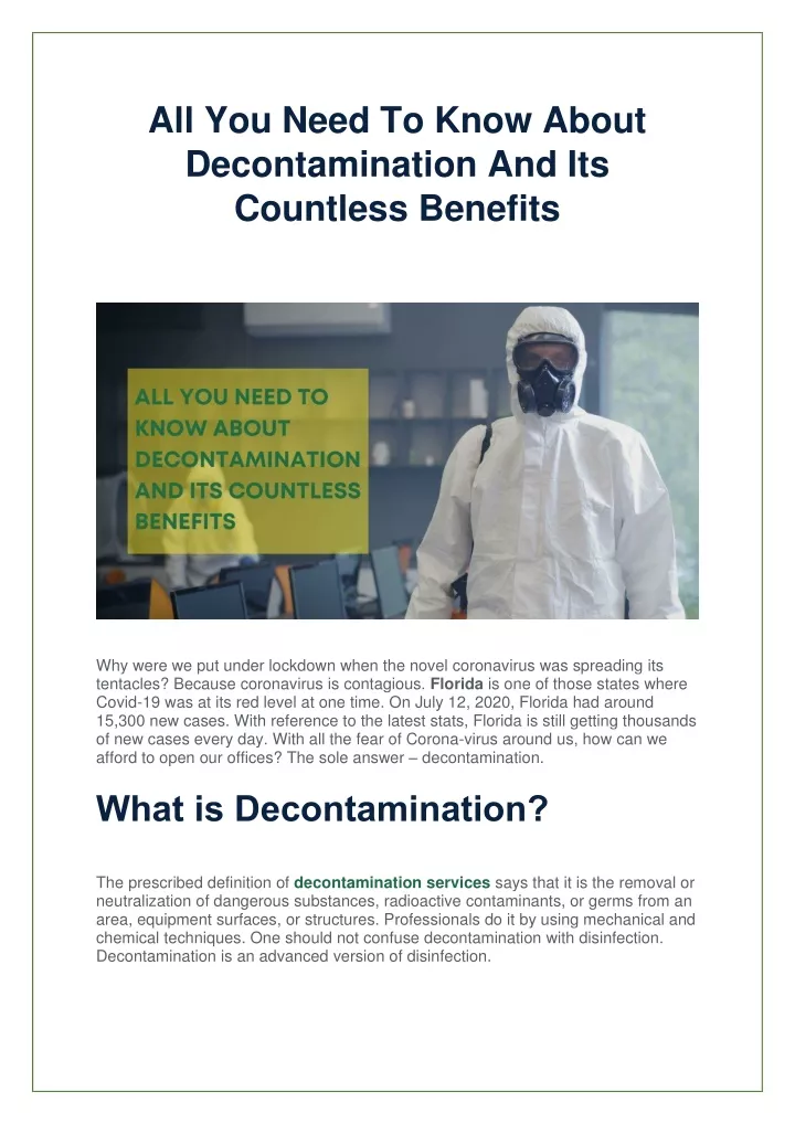 all you need to know about decontamination