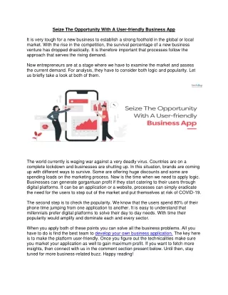 seize the opportunity with a user friendly