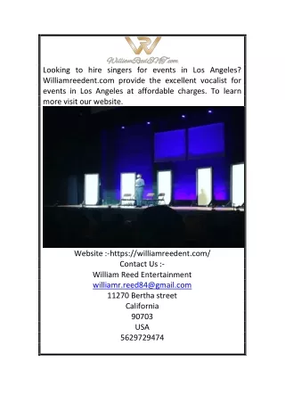 Male Singers for Hire in Los Angeles | Williamreedent.com