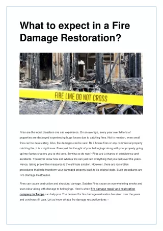 What to expect in a Fire Damage Restoration?