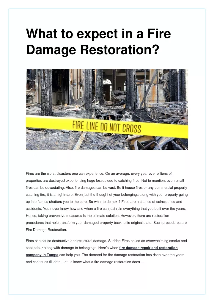 what to expect in a fire damage restoration