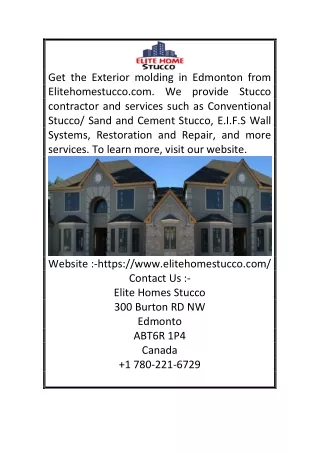 get the exterior molding in edmonton from