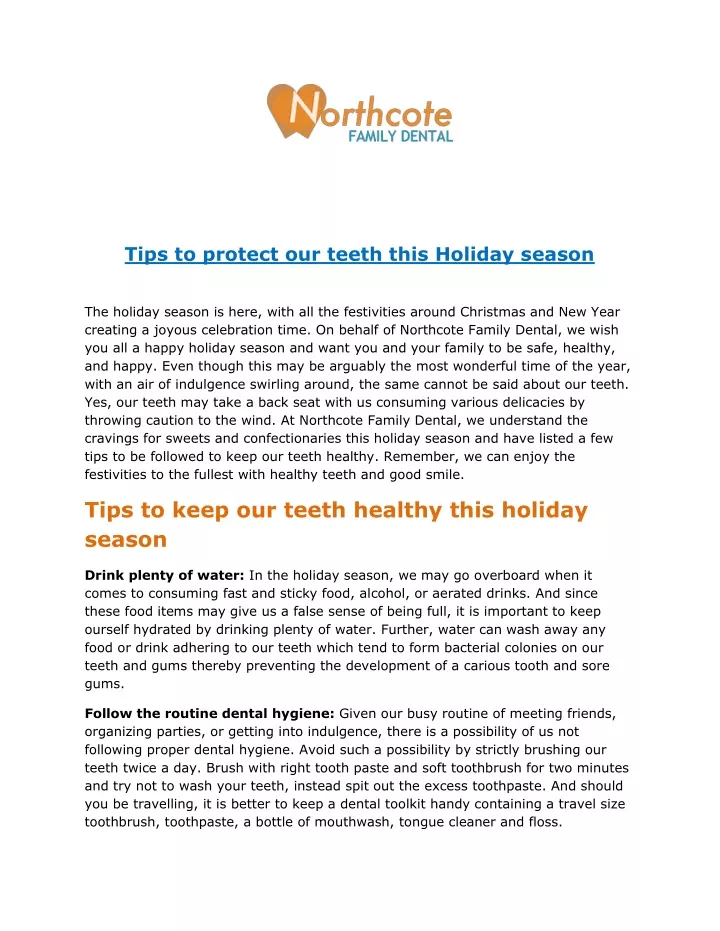 tips to protect our teeth this holiday season