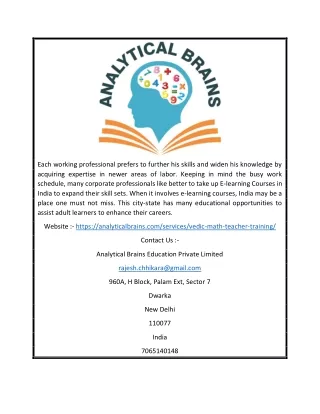 Vedic Maths Teacher Training Course India | Analytical Brains