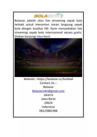 Live Streaming Online Gratis Sepak Bola | Bolasiar.cc