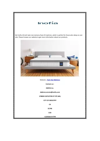 get inofia 10 inch twin size memory foam