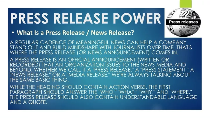 press release power usa