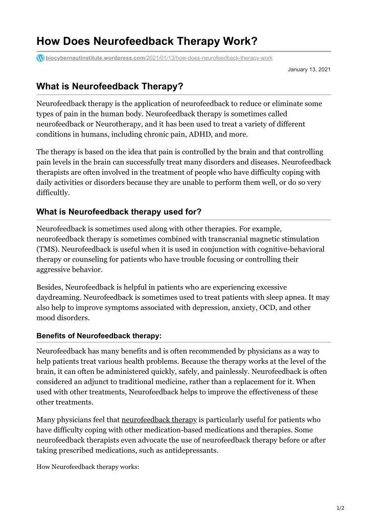 how does neurofeedback therapy work