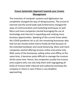 ensure systematic approach towards your invoice
