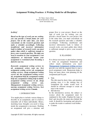 assignment writing practices a writing model