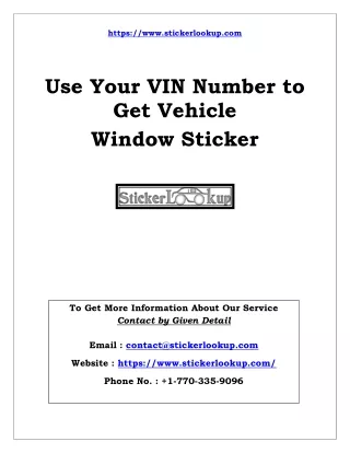Use Your VIN Number to Get Vehicle Window Sticker