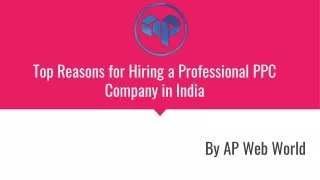Top Reasons for Hiring a Professional PPC Company in India