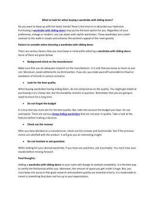 what to look for when buying a wardrobe with
