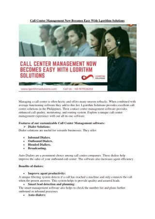 Call Center Management Solutions