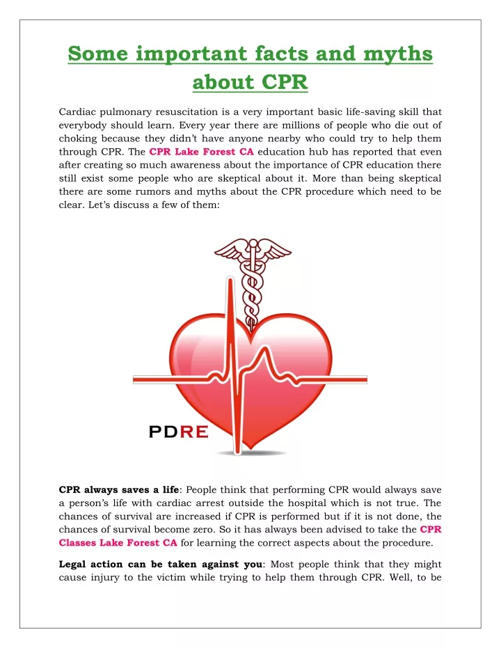 some important facts and myths about cpr