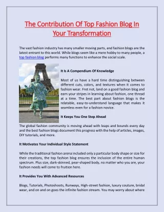 the contribution of top fashion blog