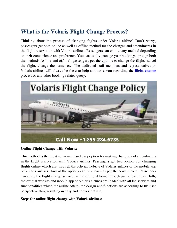 what is the volaris flight change process