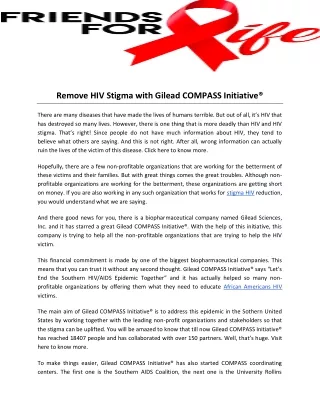 remove hiv stigma with gilead compass initiative