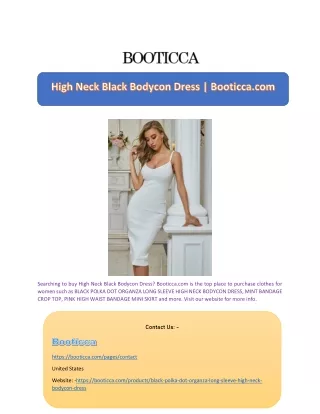 High Neck Black Bodycon Dress | Booticca.com