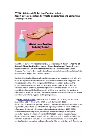 covid 19 outbreak global hand sanitizer industry