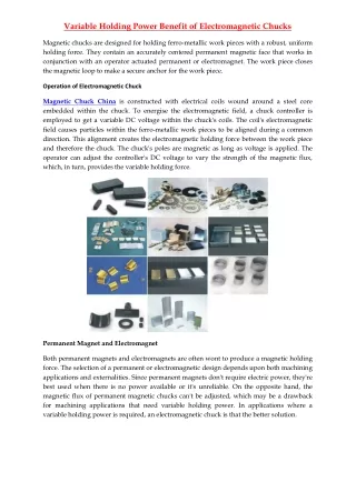 variable holding power benefit of electromagnetic