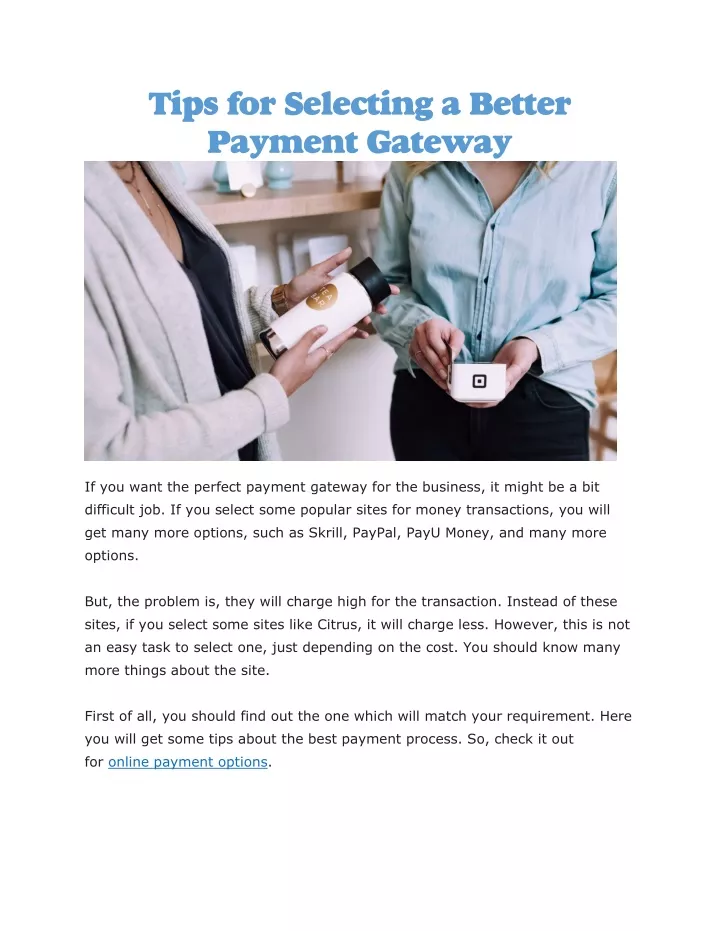 tips for selecting a better payment gateway
