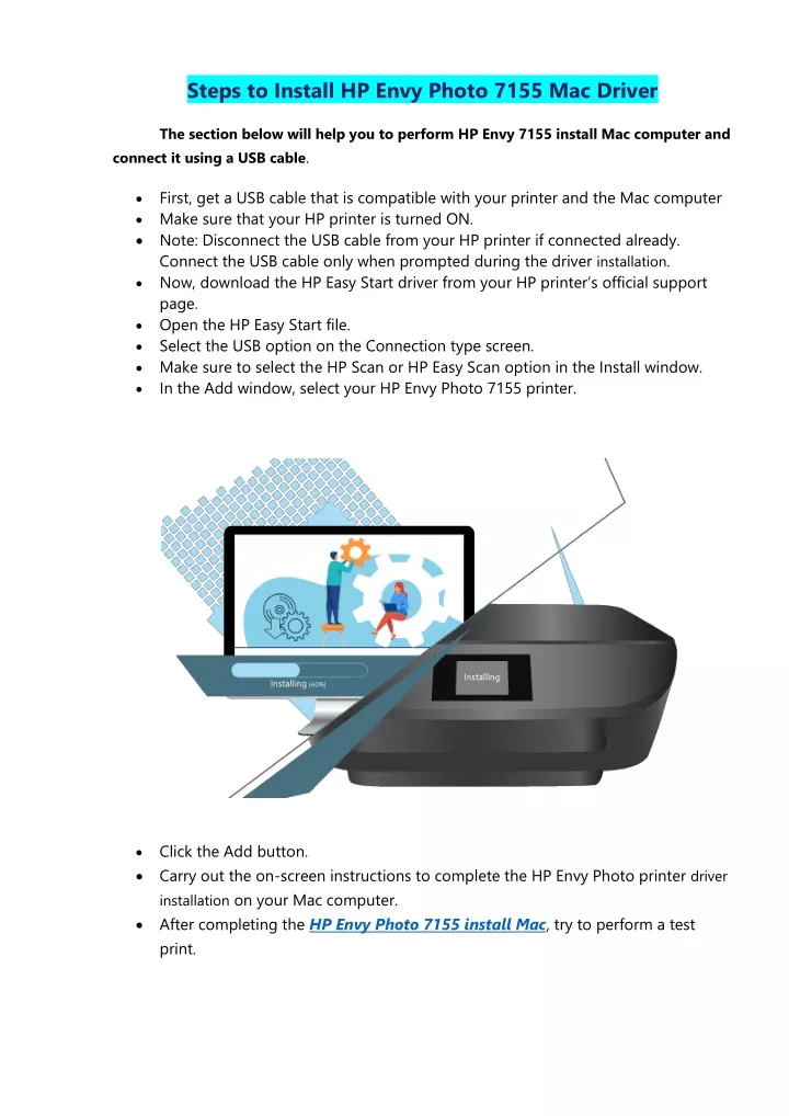 steps to install hp envy photo 7155 mac driver