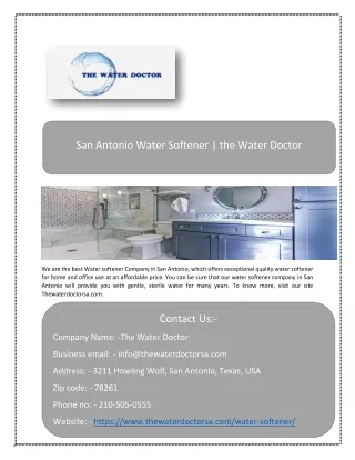 San Antonio Water Softener | The Water Doctor