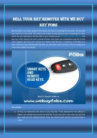 Sell Your Key Remotes With We Buy Key Fobs