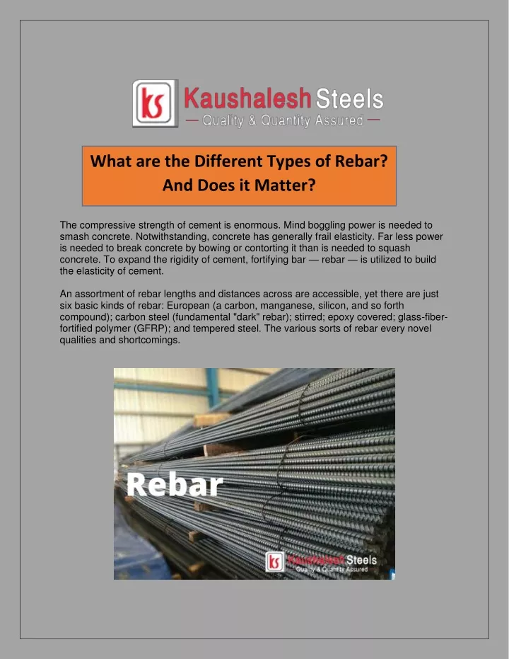 what are the different types of rebar and does