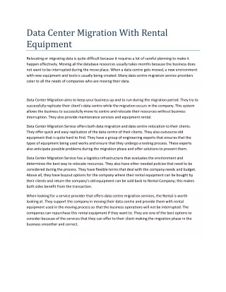 data center migration with rental equipment