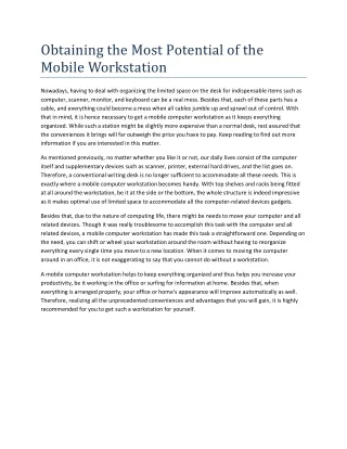 obtaining the most potential of the mobile