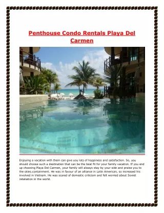 Penthouse Condo Rentals Playa Del Carmen