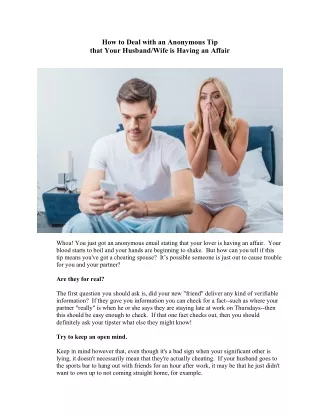 how to deal with an anonymous tip that your