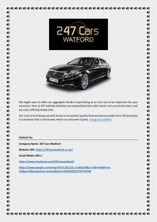 Watford cab companies | 247carswatford.co.uk